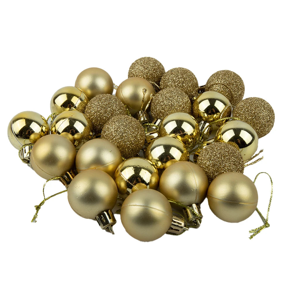 Christmas Ornaments 3cm Hanging Plastic Balls Set Xmas Tree Decorations For Holiday