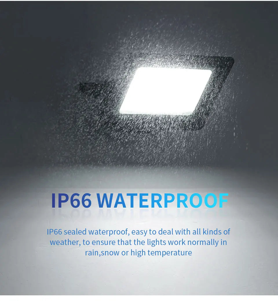 LED Flood Light IP66 Waterproof Spotlight Garden Street Gate Wall Floodlights Outdoor