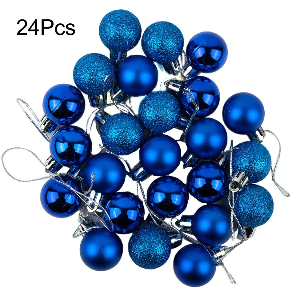 Xmas Party Decor 24Pcs Christmas Ball Bridal Shower Party For Christmas Tree Decoration Hanging Decor Pink Red Silver Blue