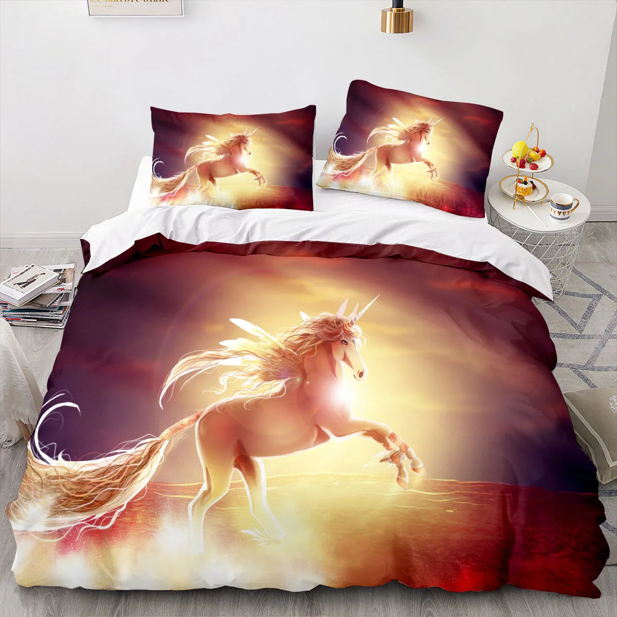 Unicorn Duvet Cover Set Single Double Twin Size Home Decor For Girls Kids Adults Cute Unicorn Bed Linen Kawaii Bedding Set