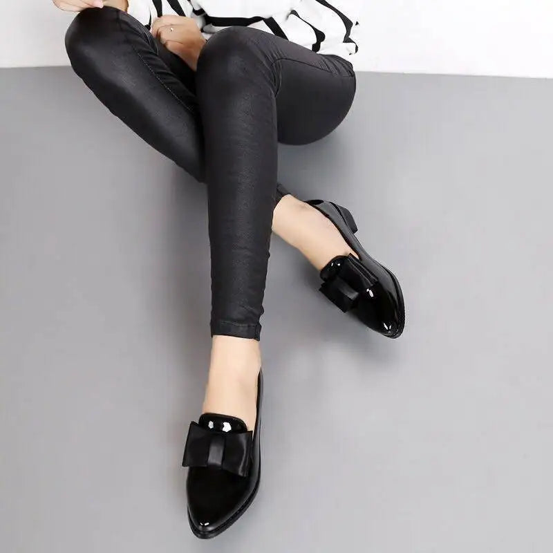 Women Flats Shoes Bow Women Shoes Patent Leather Casual