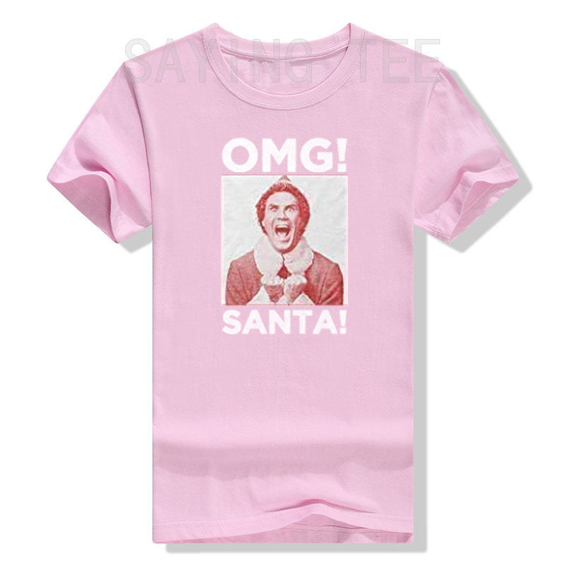 OMG Elf Adult Christmas T-Shirt Funny Xmas Costume Gifts Streetwear Clothes Men Family Matching Christmas T-Shirt