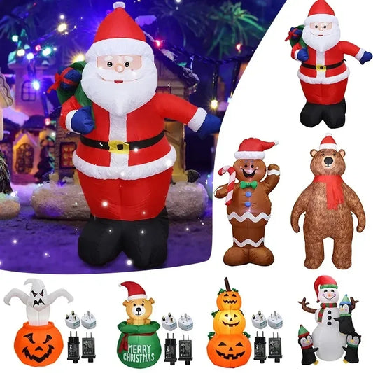 LED Inflatable Snowman Air Pump Night Lamp Illuminated Giant Santa Claus Snowman For Christmas Decoration