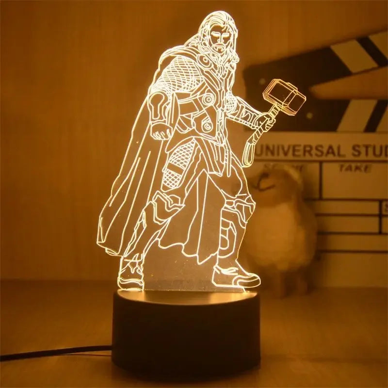 Disney Marvel Avengers Ironman Spiderman Thor Loki LED Night Light Glowing Lamp Deadpool Creative Toy Collectible Model Gift