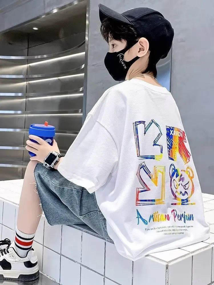 Summer Kids Clothes Streetwear Print Cartoon T Shirt Tops Tees Children Boys Girls Clothes Short Sleeve O-Neck T Shirts