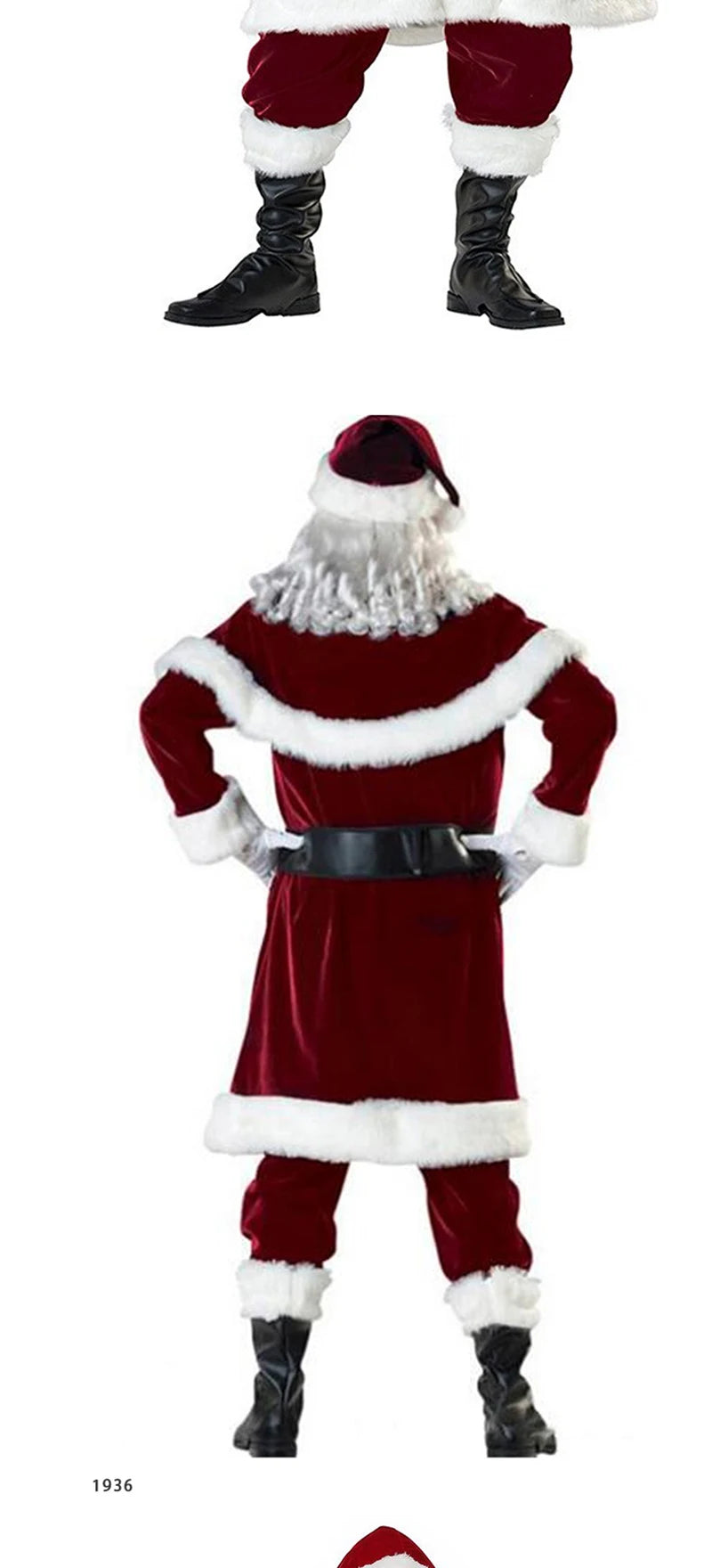 Christmas Santa Claus Costume Red Velvet Lady Elegant Long Dress Xmas For Man Woman