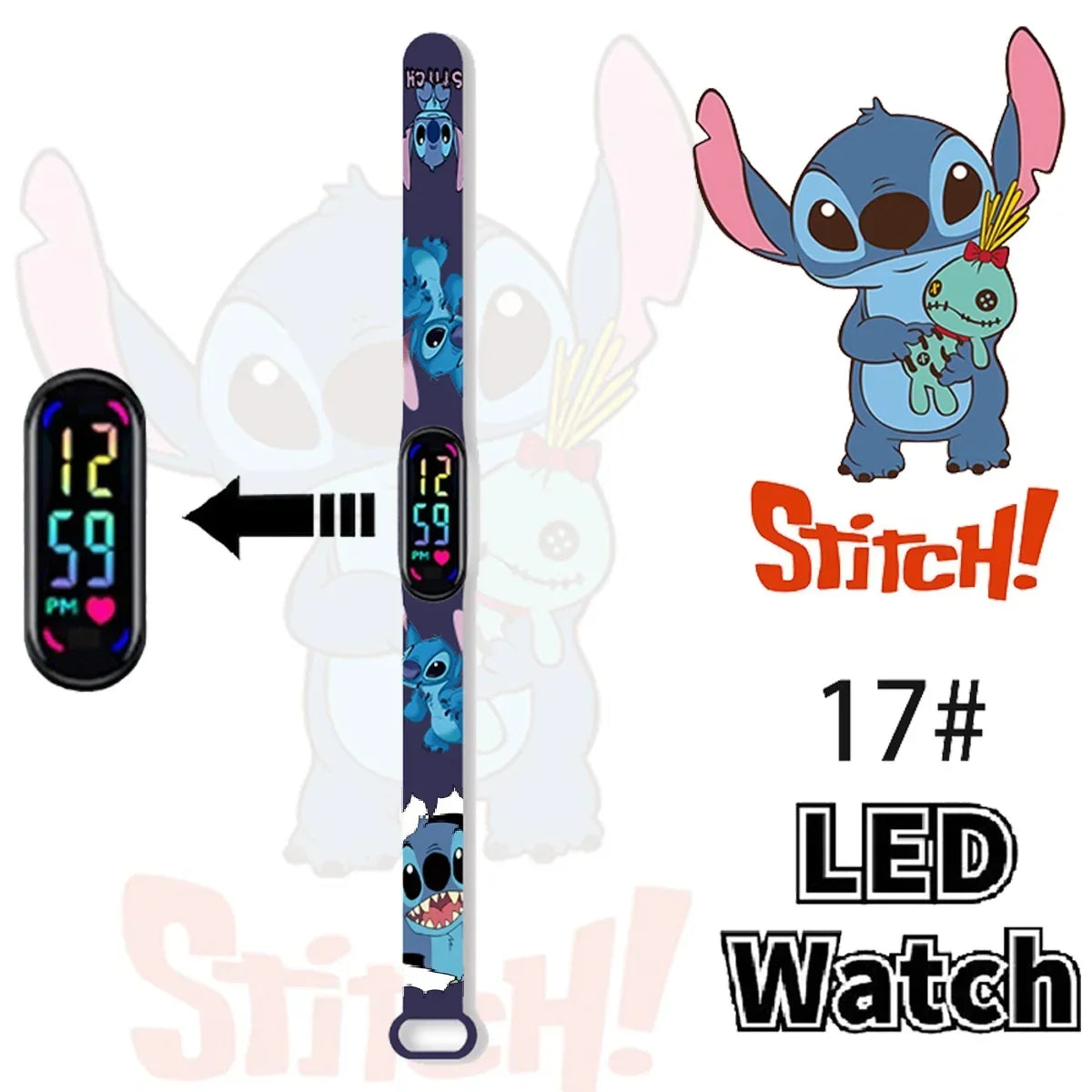 Pokemon Stitch Sonic Digital Watches Anime Figures LED Luminous Watch Touch Waterproof Electronic Sports Kids Birthday Gift Toy