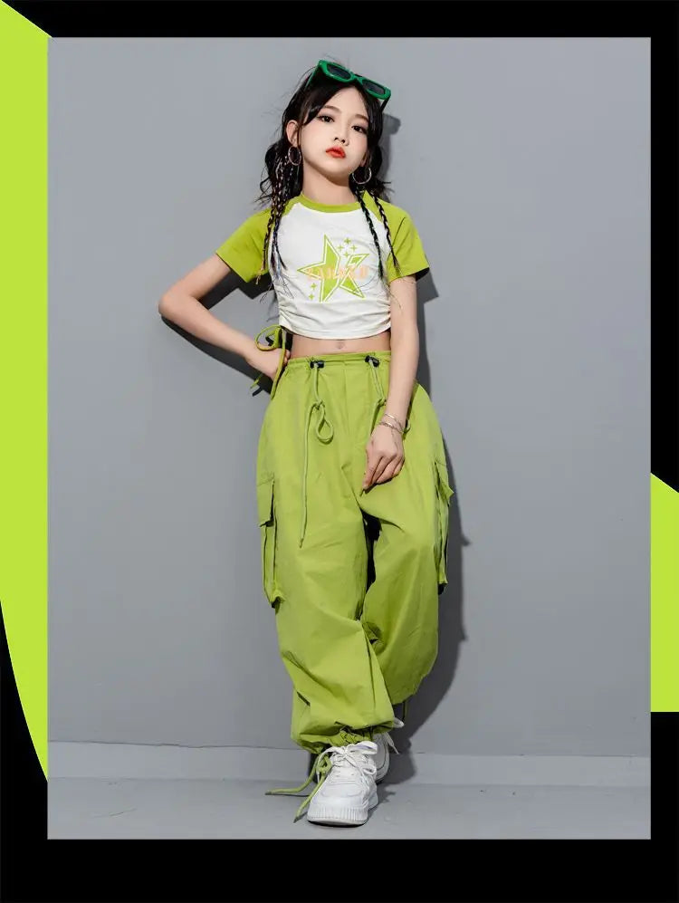 Girls Loose Casual Cargo Pants Fashion Korean Street Style Hip Hop Trousers Wide Leg Pants with Belt for School Vacation Daily