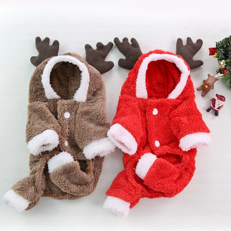 Dog Christmas Costume Dogs Elk Santa Claus Dog Cats Coat Hoodies Christmas Dogs Costume