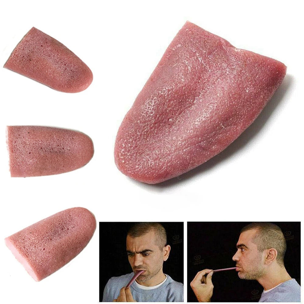 Fake Tongue Prank Steel Needle Tongue Piercing Magician Props Halloween Fool's Day Trickery Toys