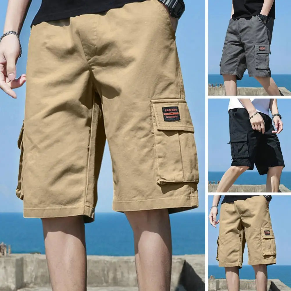 Men Shorts Men's Cargo Shorts with Multiple Pockets Elastic Waist Breathable Fabric for Summer Sports Streetwear Men Cargo