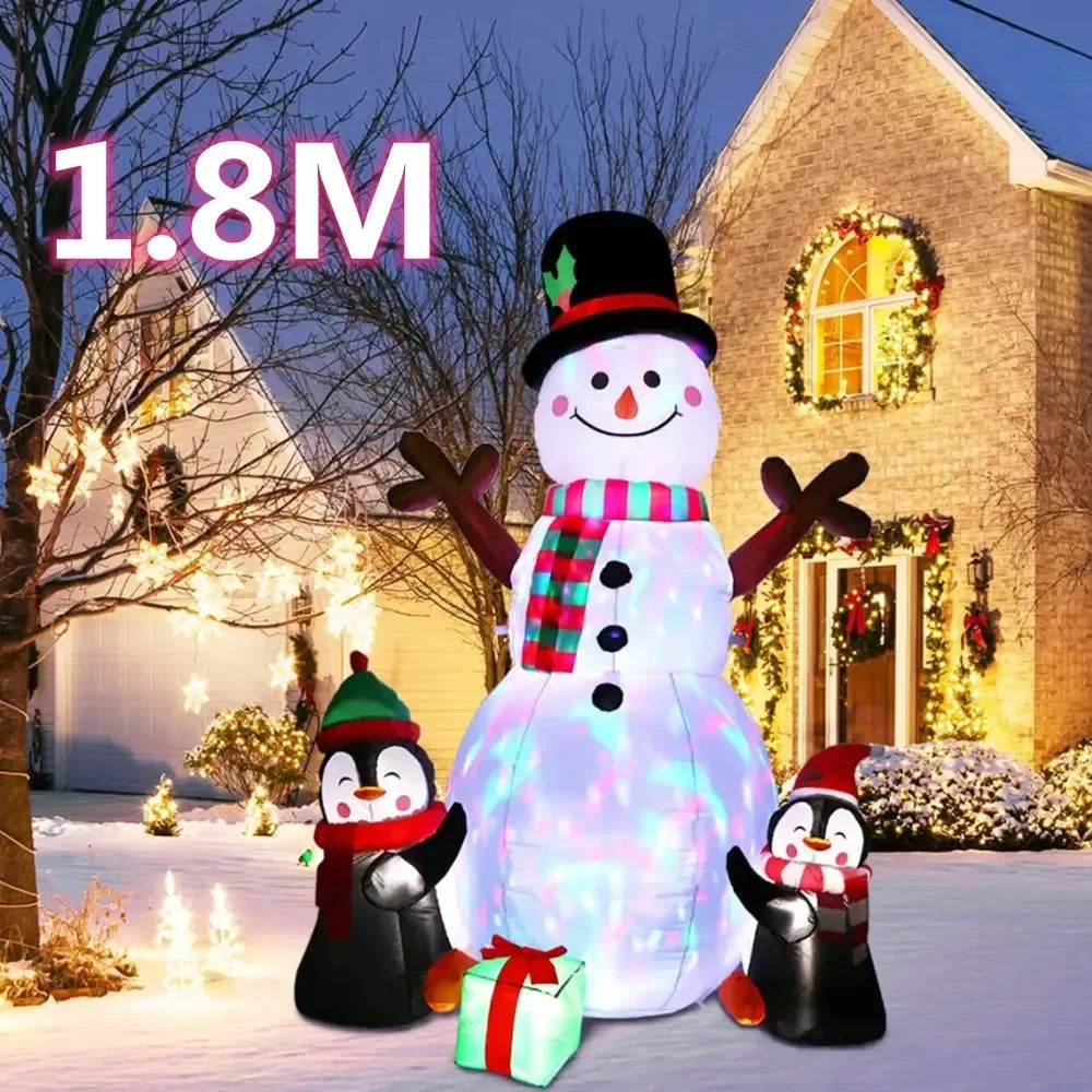 Christmas Inflatables Glowing Snowman Penguins Santa Claus with Built-in LED Decoration for Xmas