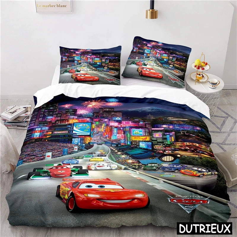 Comforter Cover Lightning McQueen Mater 3D Print Bedding Set Comforter Cover With Pillowcase Soft Duvet Cover Set For Children Boys Gift