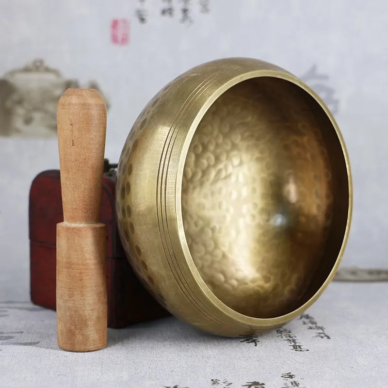 Sanskrit bowl Yoga Meditation Nepal handmade Tibet Buddha Handmade Chanting Bowl Brass Chime music therapy Tibetan Singing Bowl