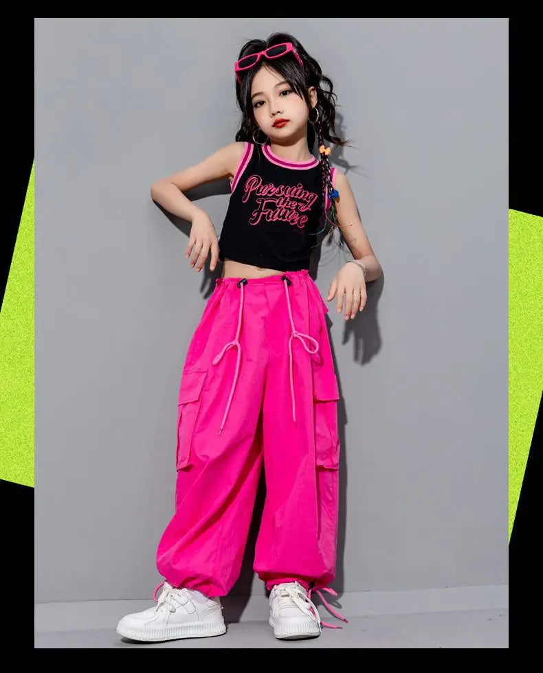 Girls Loose Casual Cargo Pants Fashion Korean Street Style Hip Hop Trousers Wide Leg Pants with Belt for School Vacation Daily