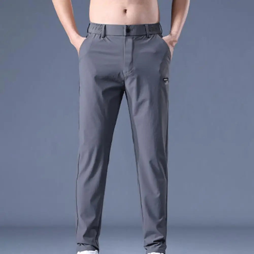 Comfortable Trousers Soft Breathable Men's Elastic Waist Pants with Quick Dry Technology Convenient Pockets for Daily Comfort