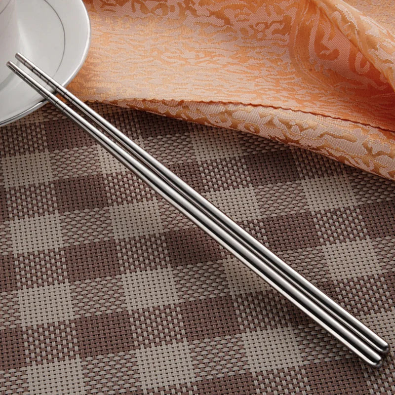 1/2/5 Pairs Chinese Chopsticks Stainless Steel Non-slip Sushi Chopstick Korean Japanese Food Metal Sticks Kitchen Tableware Set