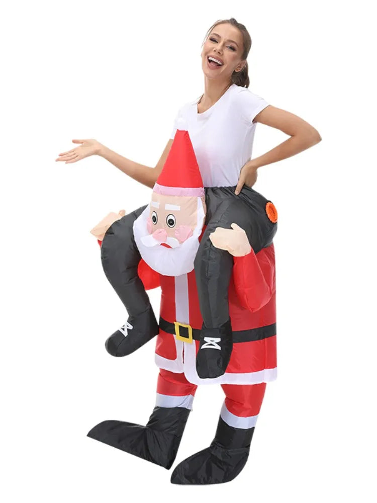 New Christmas Adult Riding-Santa Claus Inflatable Costumes Halloween Party Mascot Fancy Role Play