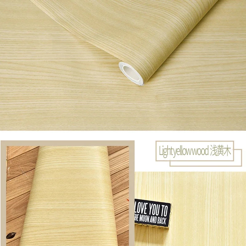 Waterproof Wood Vinyl Wallpaper Self Adhesive wallpapers Doors Cabinet Desktop Modern Furniture Decorative wall Paper