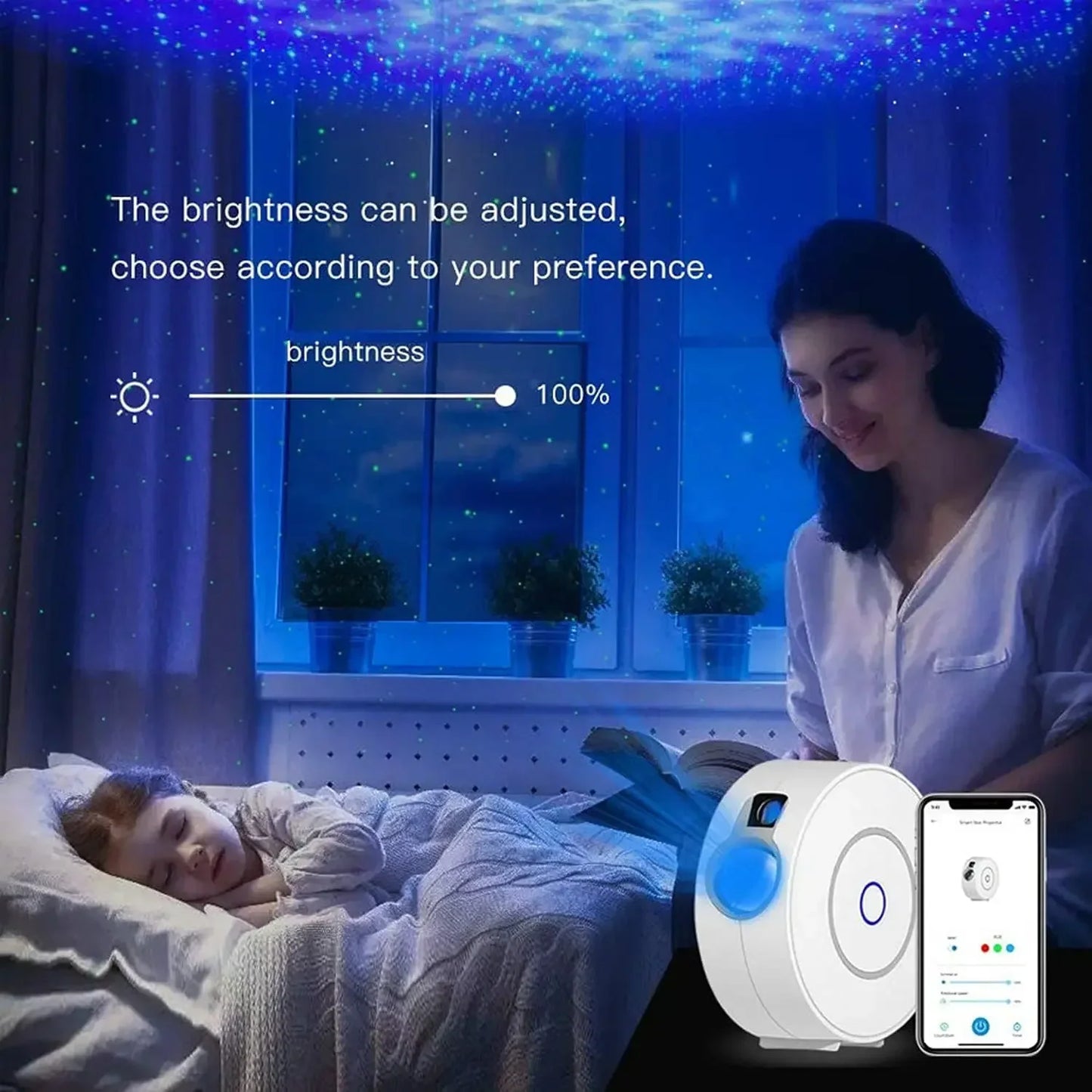 Smart Star Projector WiFi Laser Starry Sky Projector Waving Night Light Led Colorful APP Wireless Control Alexa Compatible