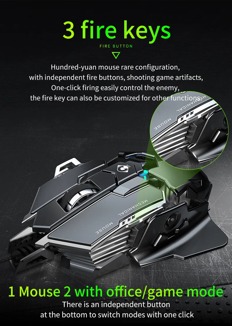 MK500 Esports Gaming Mouse Wired Mechanical Macro Desktop Computer Metal Weighted USB Mute Computer Accessories for Gamers Gift