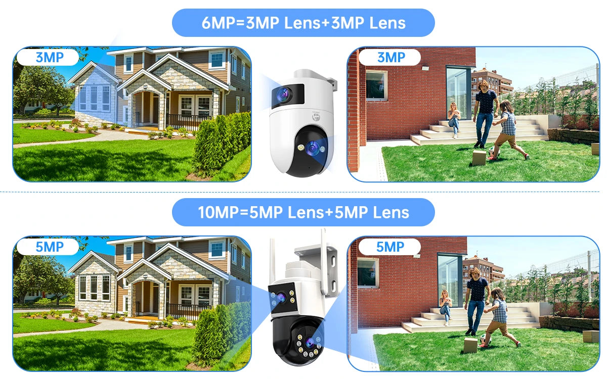 10MP 6MP PTZ WIFI Camera Outdoor Dual Lens Dual Screen IP Camera AI Tracking Security Protection CCTV Surveillance Camera