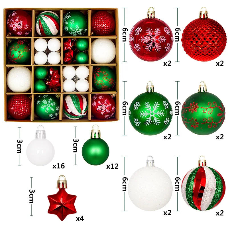 Christmas Ball Ornament Set Big Xmas Tree Hanging Pendant Snowflake Merry Christmas Decoration for Home