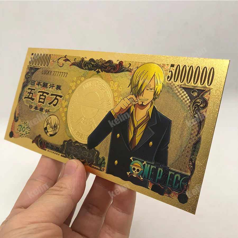 Anime One Piece Toy Golden Cards PVC Zoro Luffy Nika 10 Kinds New Commemorative Banknote Collections Toys Gifts For Party