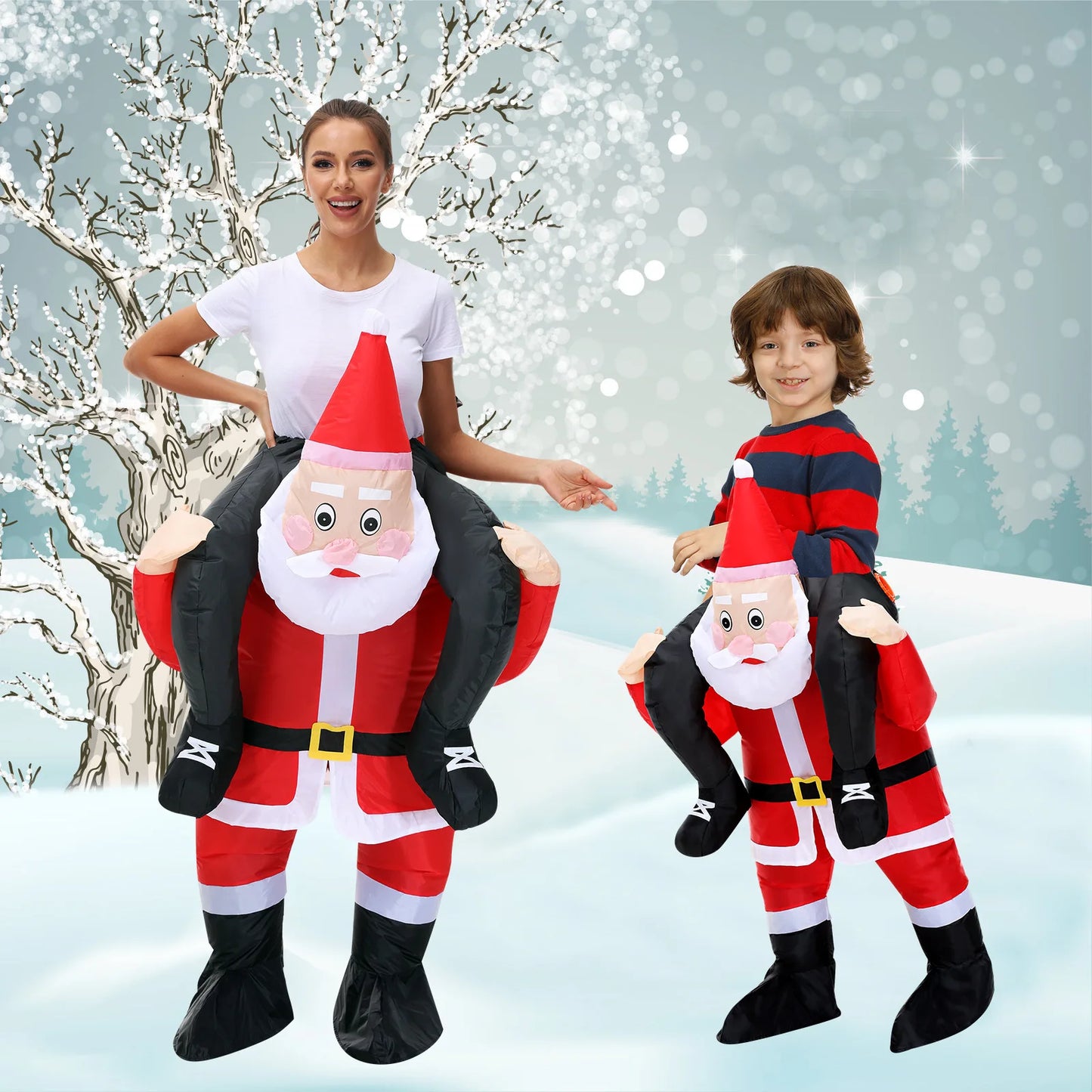 120-190CM Christmas Santa Claus Adult Inflatable Costume Fancy Funny Cosplay Clothing Performance