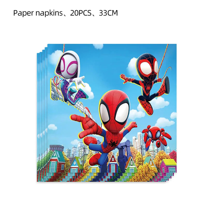 Spiderman Theme Birthday Party Decoration Marvel's Spidey And His Amazing Friends Aluminum Foil Balloon Disposable Tableware