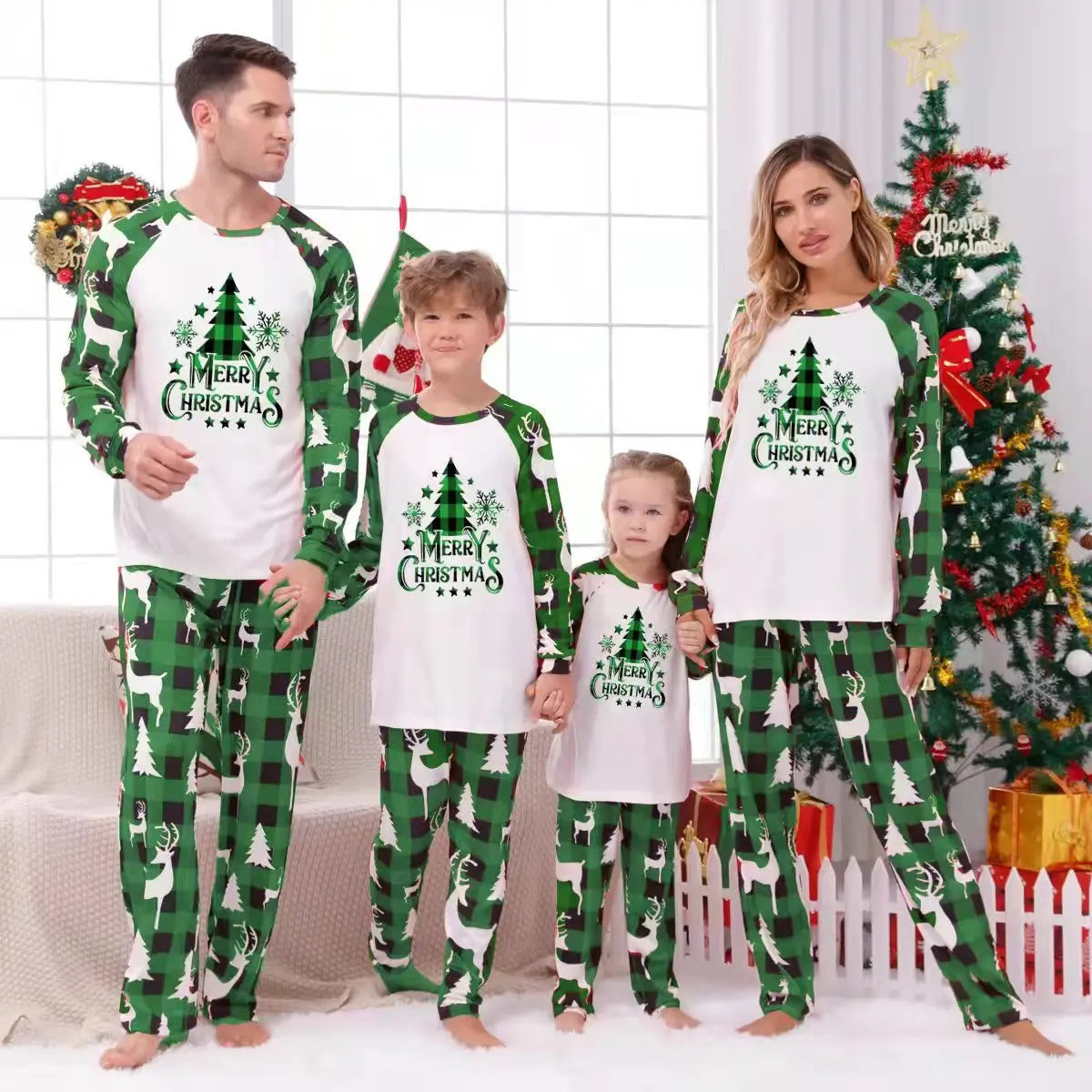 Christmas Family Matching Outfits Mom Dad Kids 2 Pieces Pajamas Set Baby Rompers Casual Loose Sleepwear Xmas Family Look Pyjamas