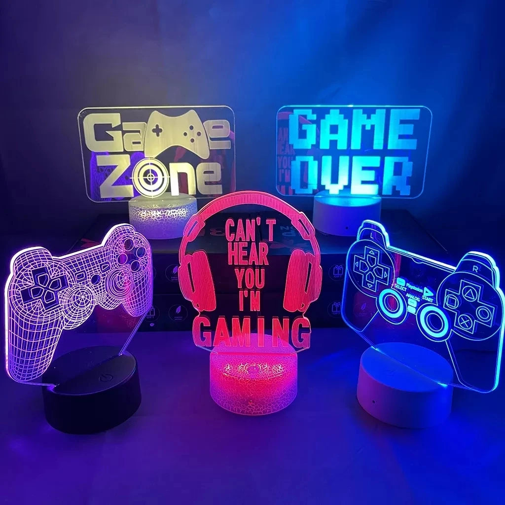 3D LED Gaming Setup RGB Lamp USB Powered Gaming Room Children's Lamp Bedroom Night Lights LED Table Lamp Indoor Lighting Gifts