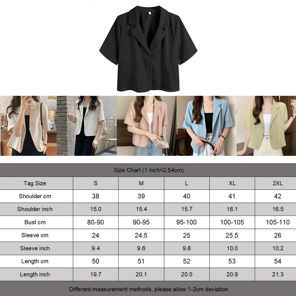 Summer Blazers Women Simple Leisure Loose Korean Style Youth Single Breasted Ladies