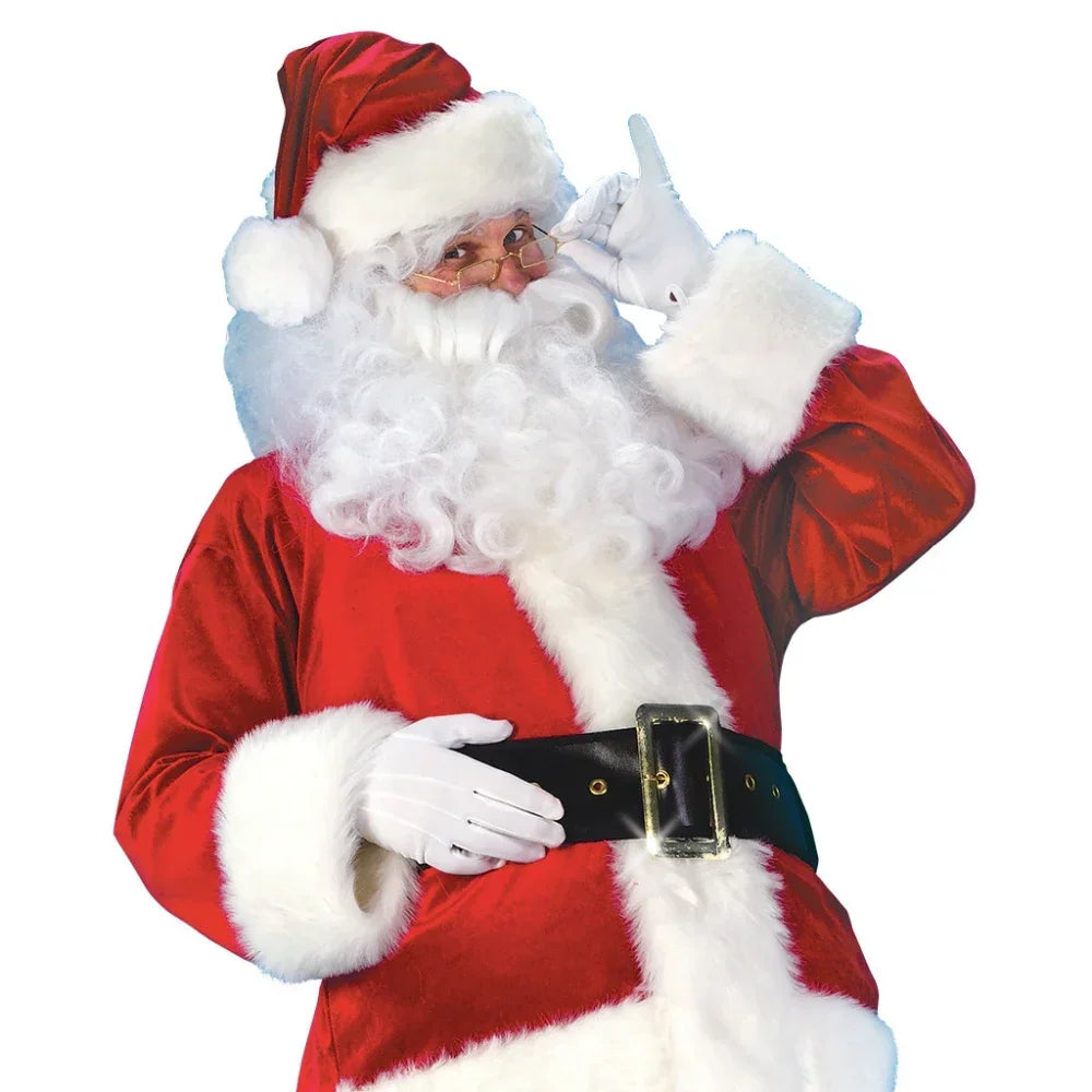 Santa Claus Costume Christmas New Year Men Costumes Red Deluxe Classic Adults Xmas Set Carnival Party