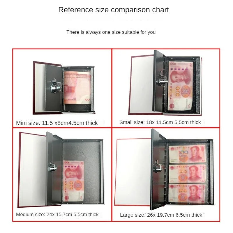 Book safe with lock password box storage password box home key money box can put coins in and can deposit and withdraw money box