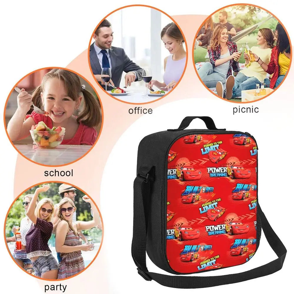 Lightning McQueen Racer Thermal Insulated Lunch Bag Women Lunch Tote for Kids School Children Storage Bento Food Box