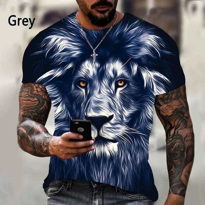 3D Printed T-shirt Lion Couple T-shirt Unisex Summer Casual Short Sleeve Fashion Animal Cool Lion Shirt Top