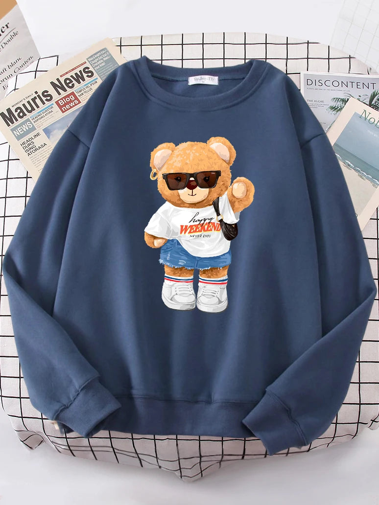 A Young Teday Bear Girl Full Of Vitality Cute Hoodie Women Street Fleece Hoody Hipster Loose Sweatshirt hip hop Oversized Tops