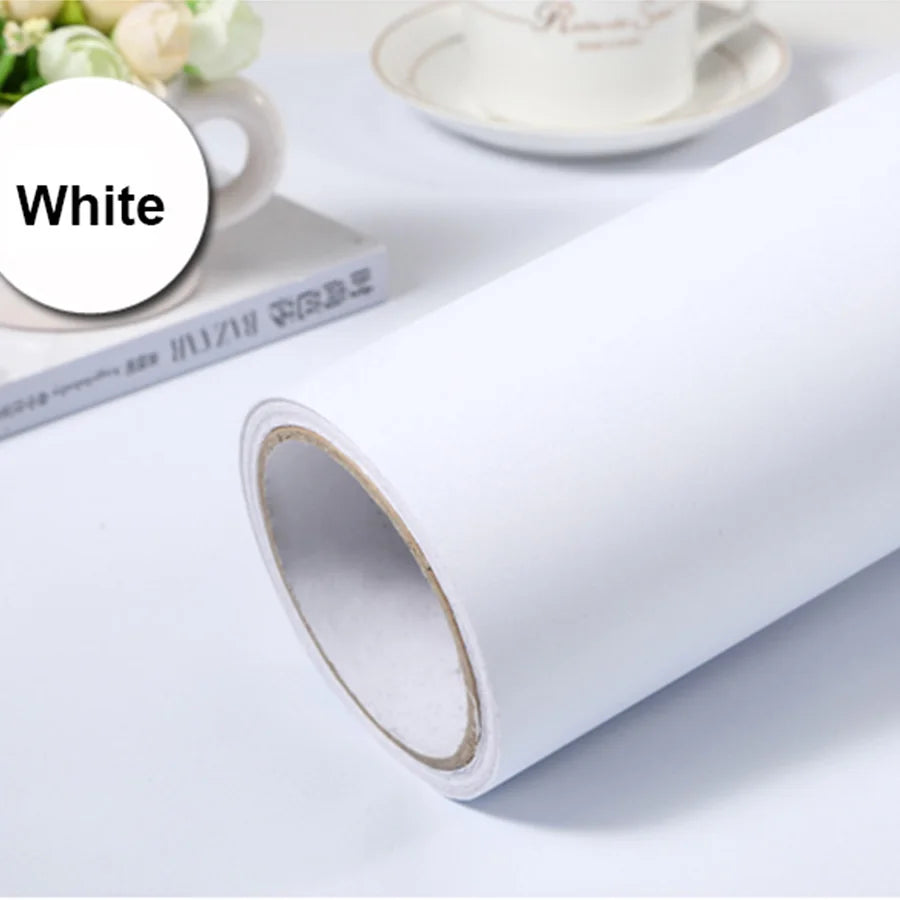 Decorative Film PVC Self Adhesive Wall Paper Pearl White DIY Furniture Renovation Stickers Kitchen Cabinet Waterproof Wallpaper